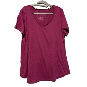 Torrid Women's V-Neck Classic Fit T-Shirt Pink Size 2X Short Sleeve
